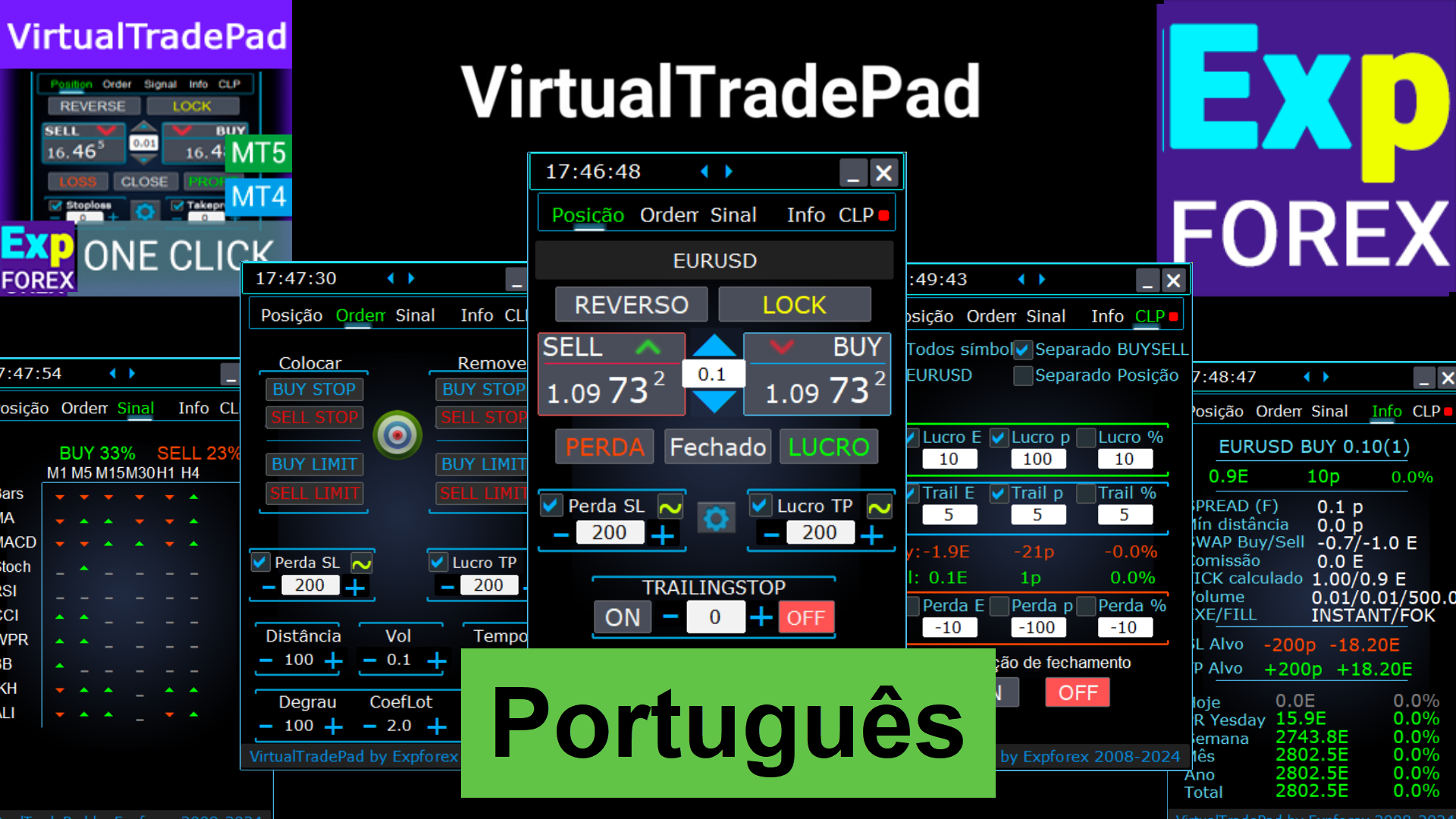 Trade Pad VirtualTradePad possui 5 abas funcionais