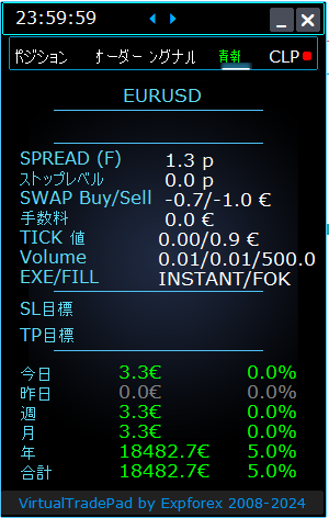 Trade Pad VirtualTradePad: 情報タブ