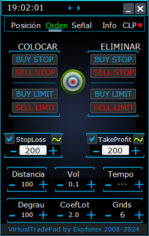 Trade Pad VirtualTradePad: Gestión Pestaña de Orden: