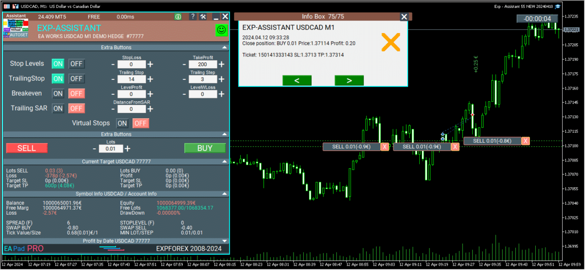 Assistant. Set Virtual or Real Stop Loss Take Profit Breakeven - Image 109