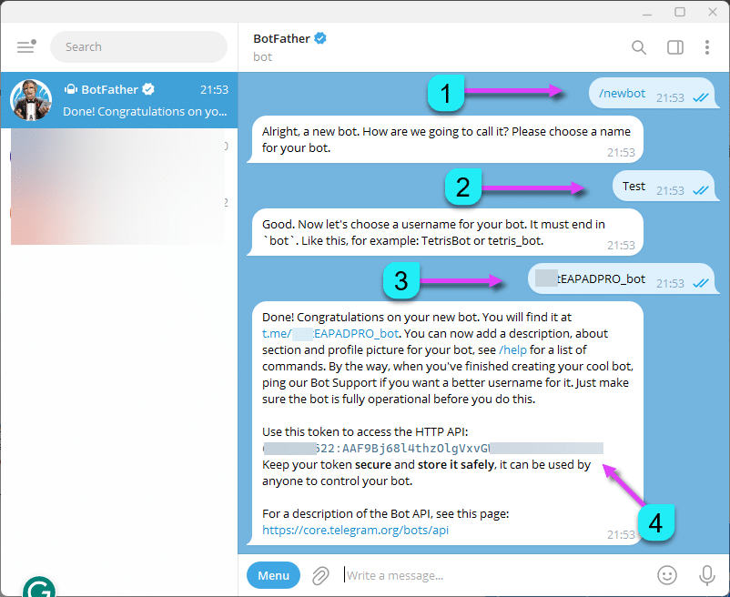 Создание бота в Telegram 3